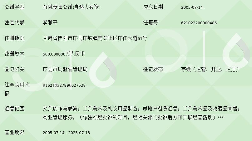 甘肃省环县龙影文化产业开发有限责任公司